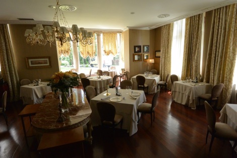 Dining room at Hotel Castillo Bosque de la Zoreda, Oviedo, Spain.